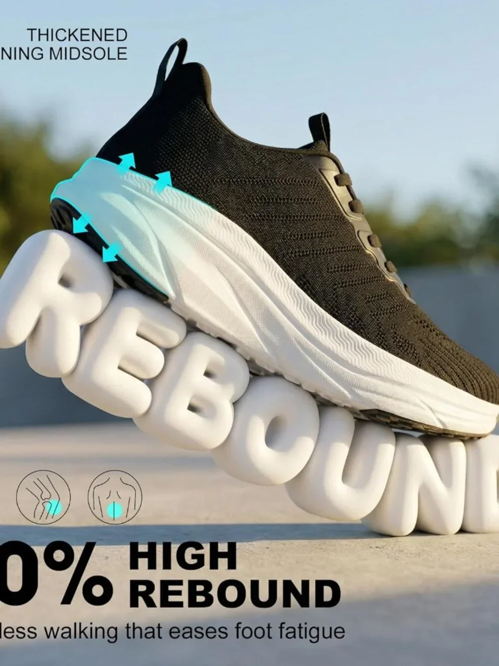 Women's Black White Walking Shoes Non-Slip Breathable Mesh Athletic Sneakers